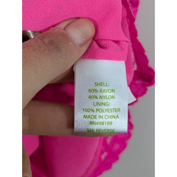 Lilly Pulitzer Marble Off The Shoulder Top In Kir Royal Pink Knotty Lace Sz L - Picture 8 of 10